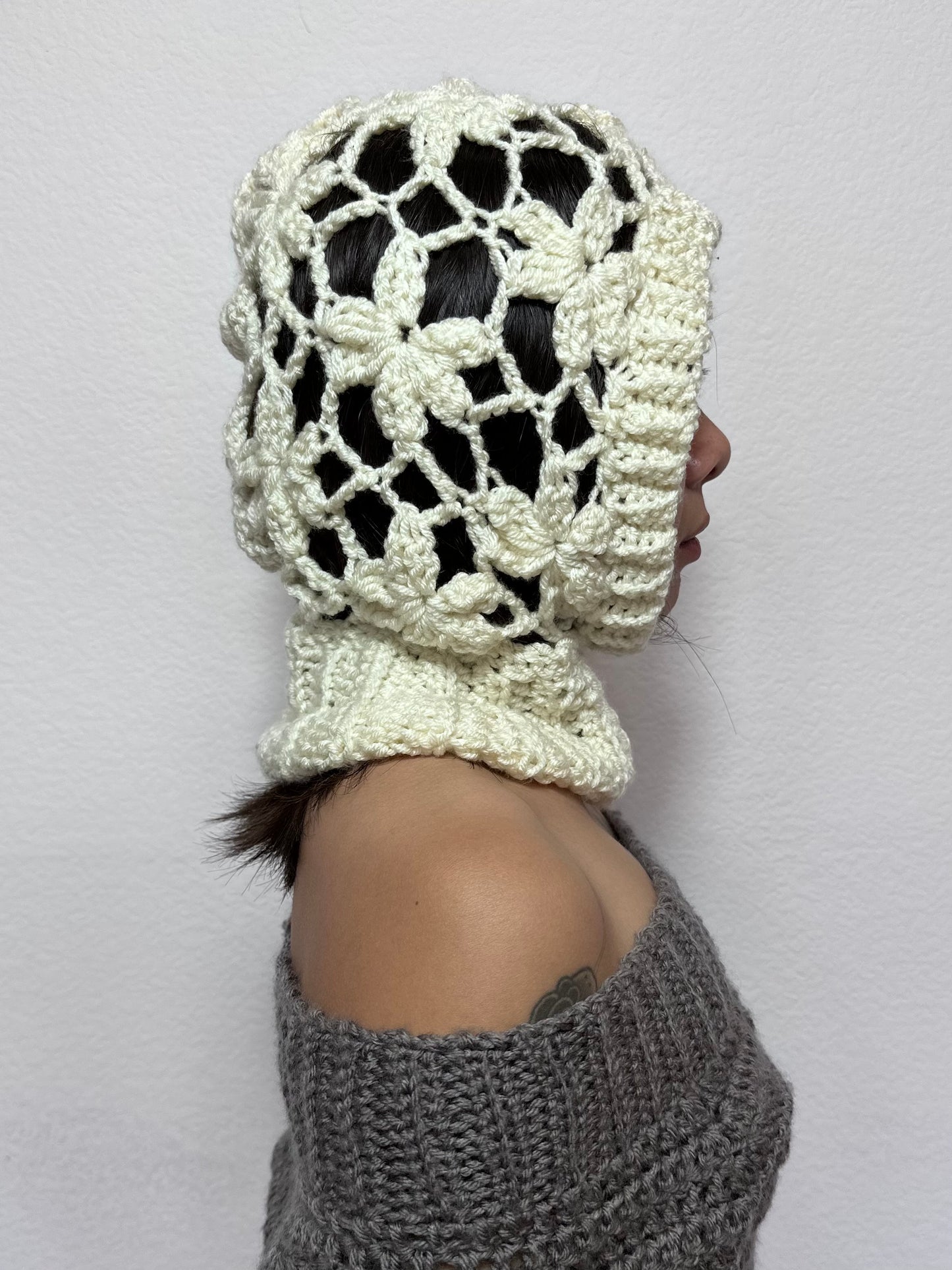 Handmade Flower Mesh Balaclava