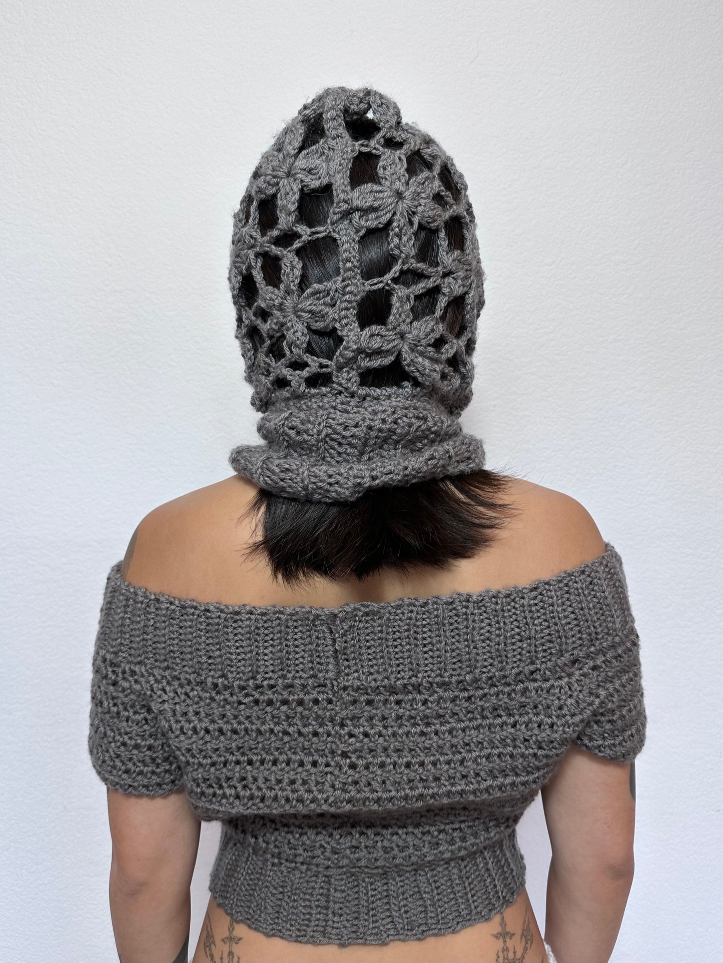 Handmade Flower Mesh Balaclava