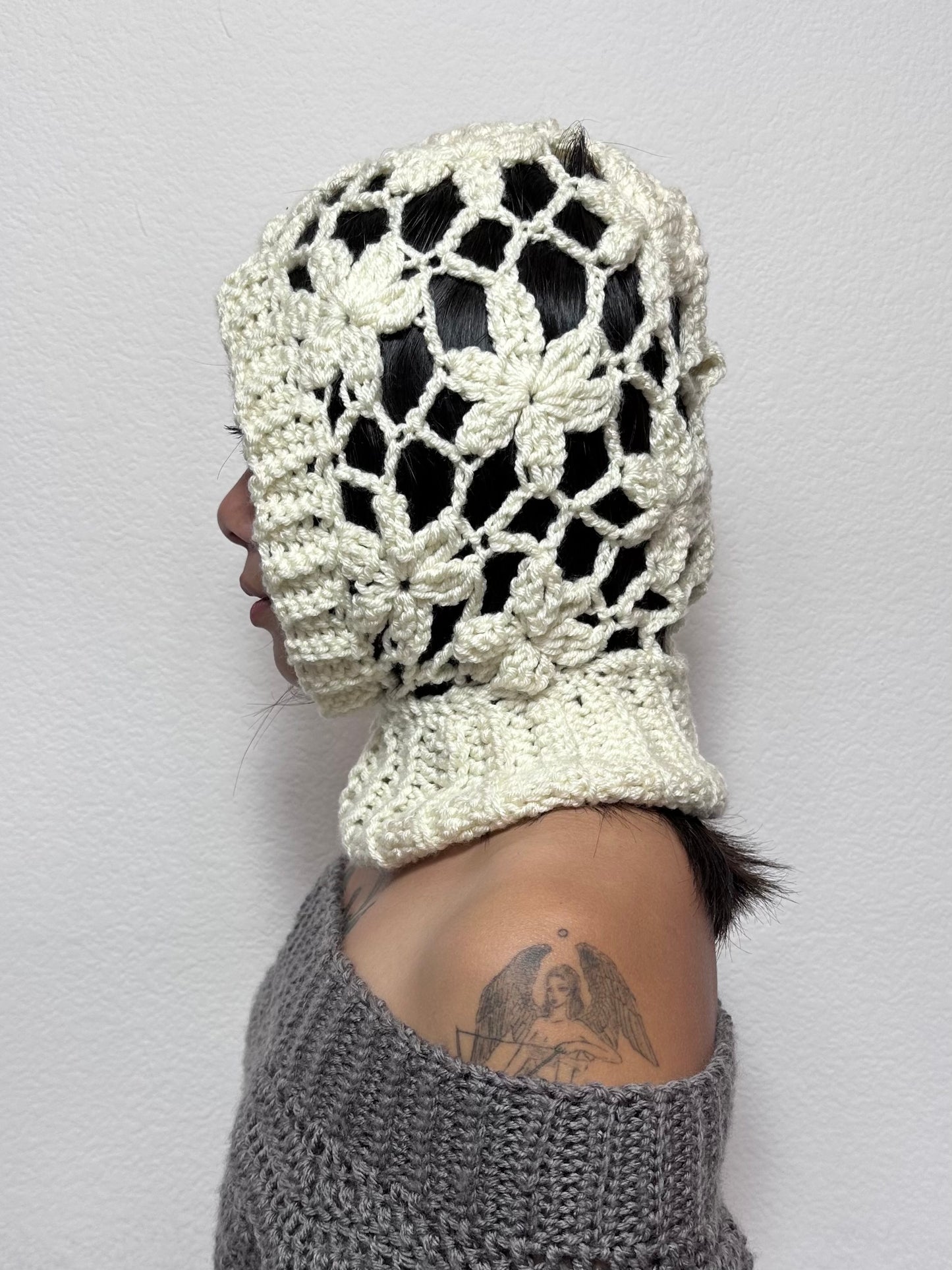 Handmade Flower Mesh Balaclava