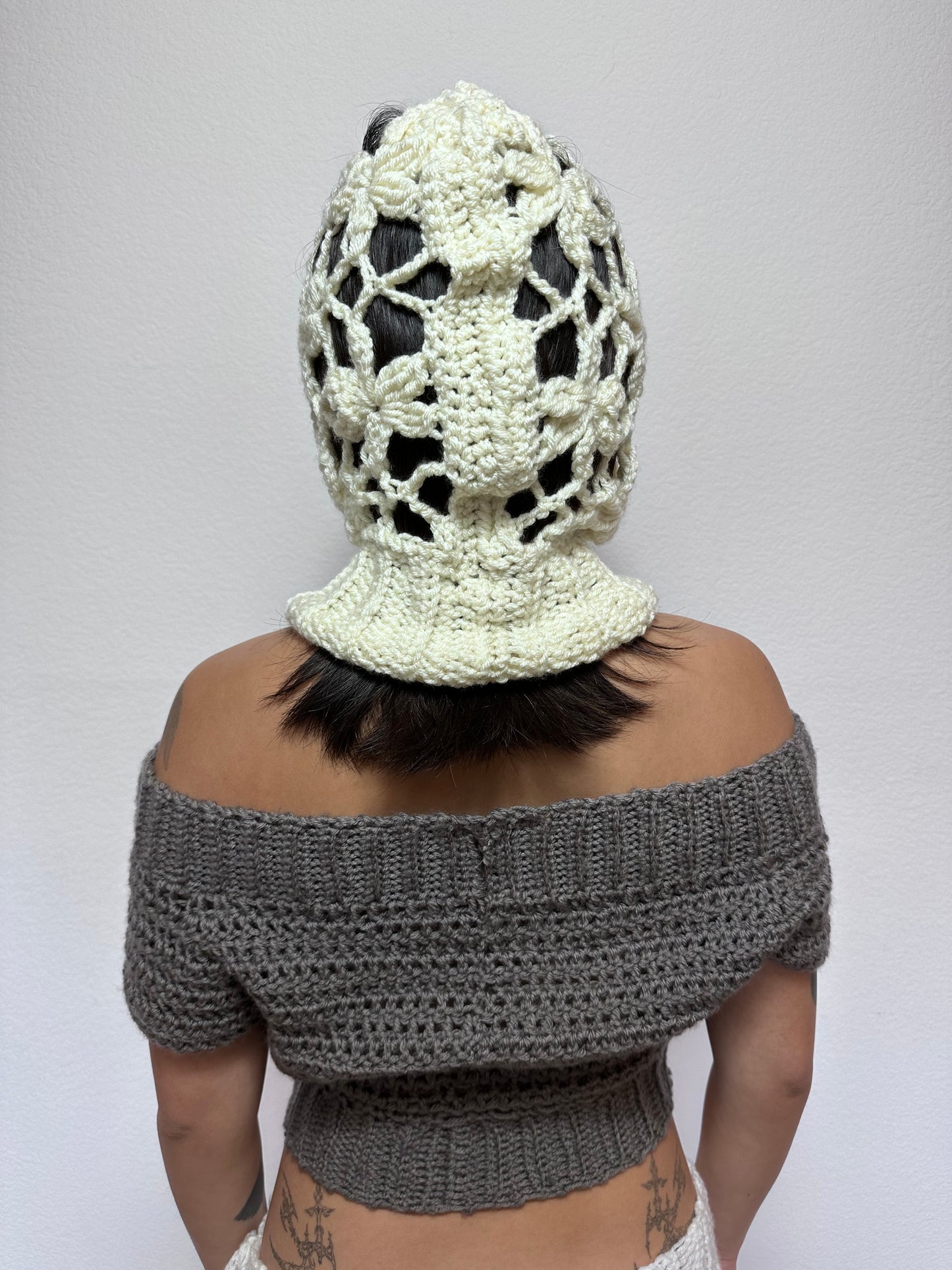 Handmade Flower Mesh Balaclava